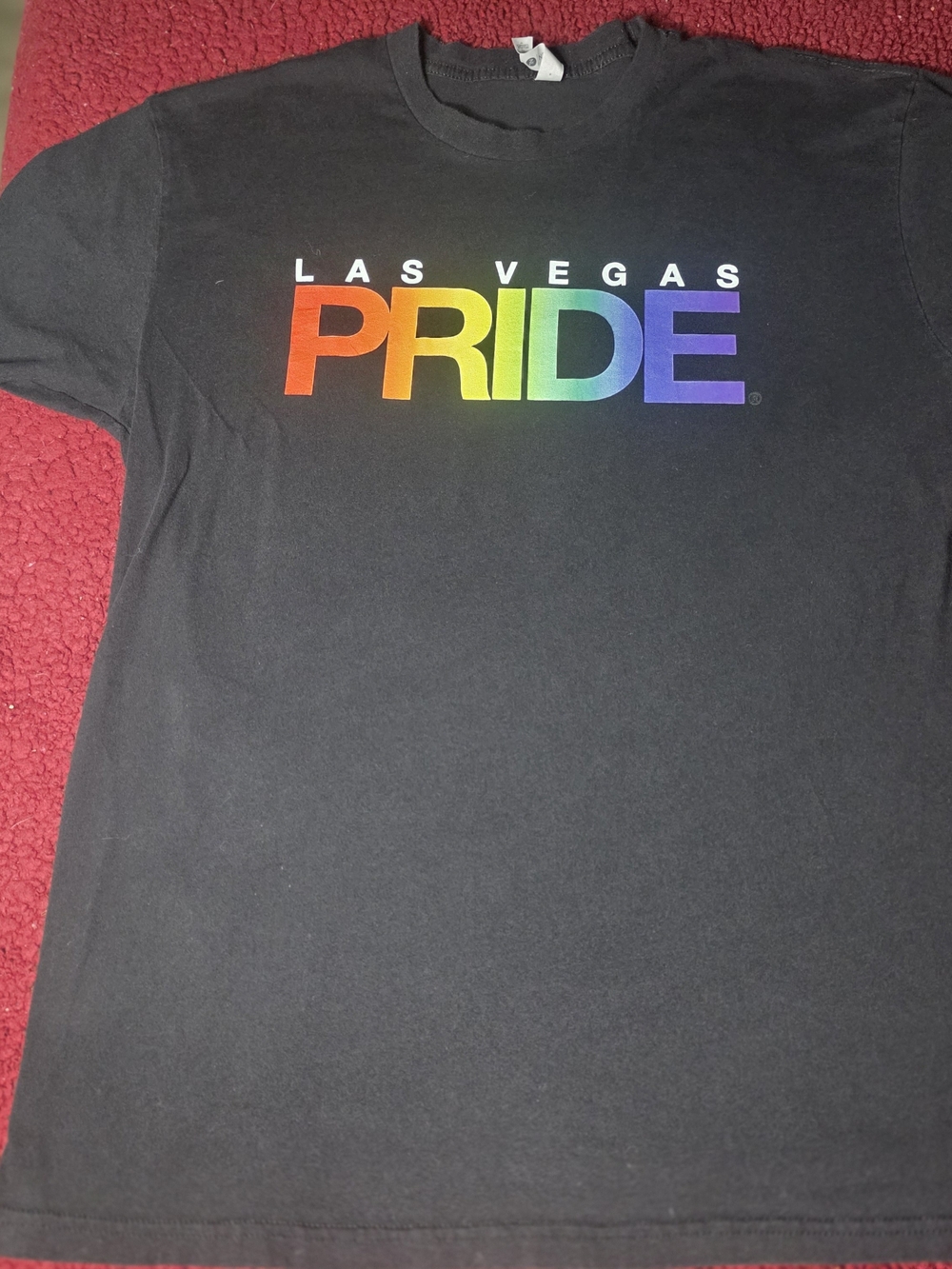 Black "Las Vegas PRIDE" Rainbow Graphic Short Sleeve Crew Neck Tee, L